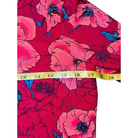 DENIM & COMPANY Women's XS Red Floral Stretch Fabric Top - Picture 6 of 10